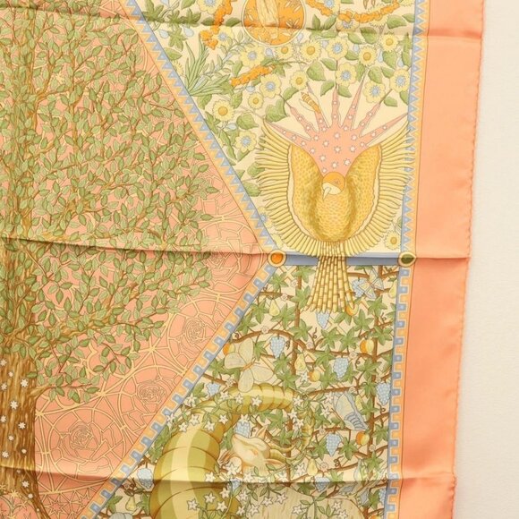 HERMES Carre 90 Scarf ""AXIS MUNDI"" Silk Orange Auth - Picture 8 of 16